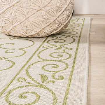 Charleston Vintage Filigree Textured Weave Indoor/outdoor Round Rug